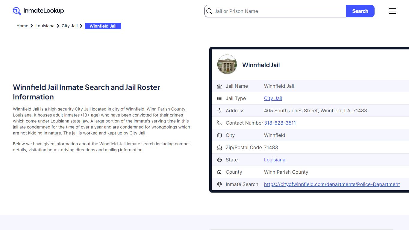 Winnfield Jail (LA) Inmate Search Louisiana - Inmate Lookup