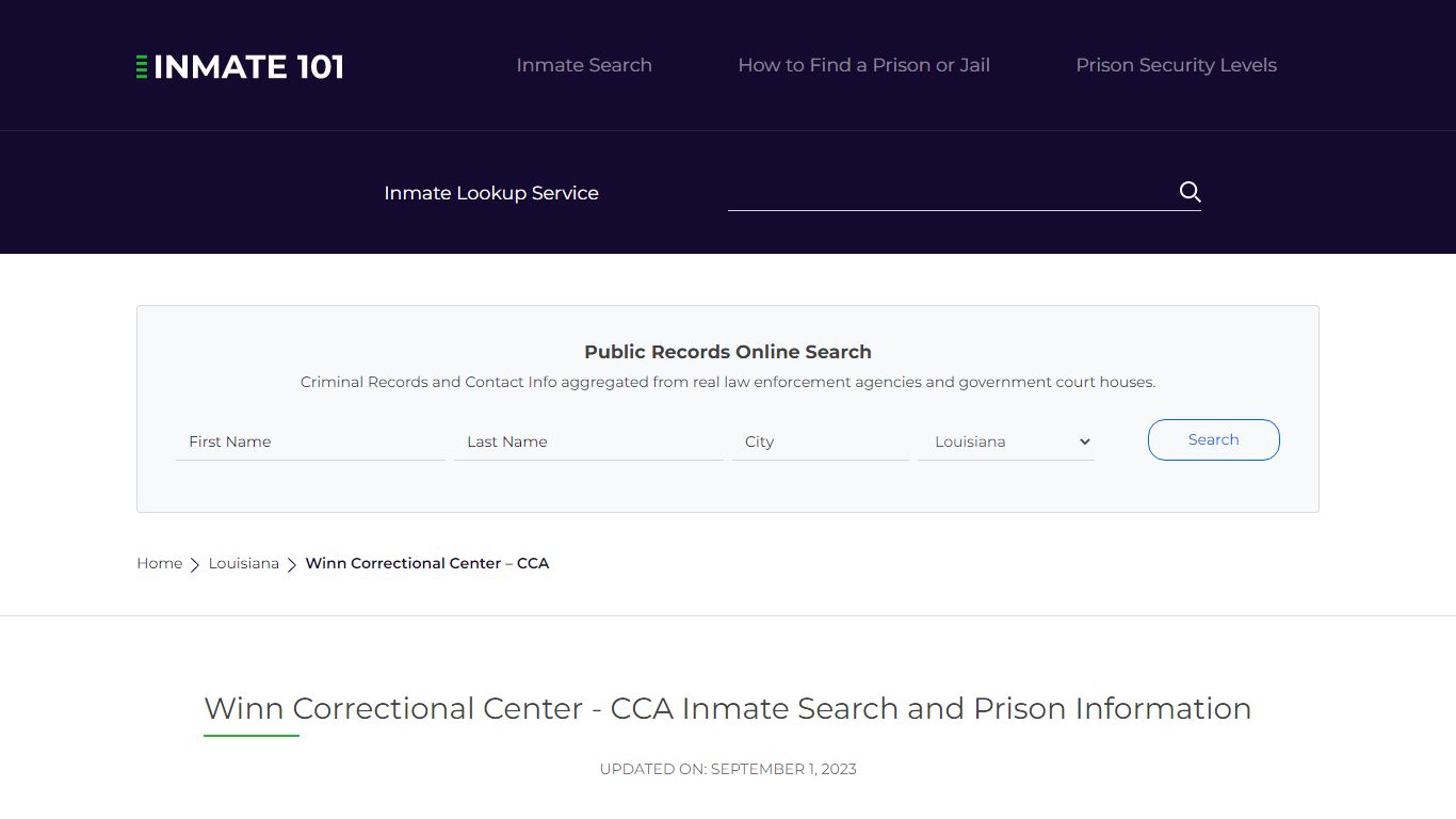 Winn Correctional Center - CCA Inmate Search, Visitation, Phone no ...